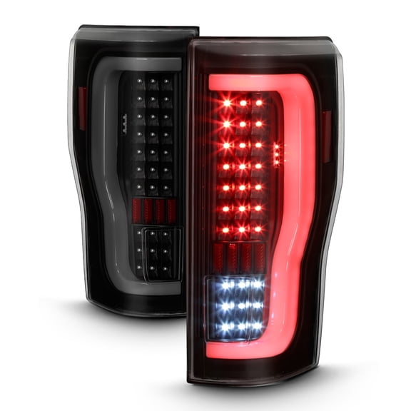 Black Smoke 2017-2019 Ford F250 F350 Full LED Light Tube Tail LIghts Brake Lamps