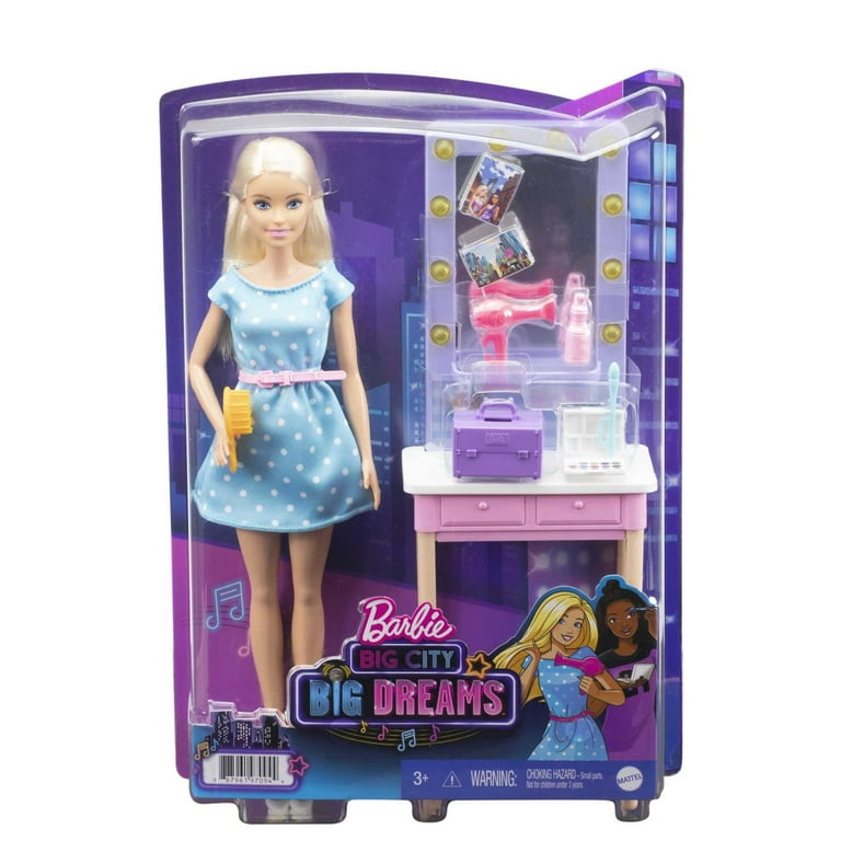 Barbie Big City Big Dreams Doll Playset Blonde Malibu Doll with Dressing Room Accessories
