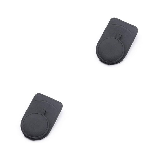 Riwesomey Estuche para gafas de coche de cuero para sombra de sol, Clip de almacenamiento para gafas, soporte de sujeción, organizador Interior Universal Negro 2piezas Riwesomey CBP294905