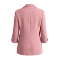 thumbnail image 4 of SSZMDLB Women Collared 3/4 Sleeve Ruched Blazer Slim Fit Office Work Jacket for Women Business Casual Tops Elegant Solid Spring Fall, Pink M, 4 of 4