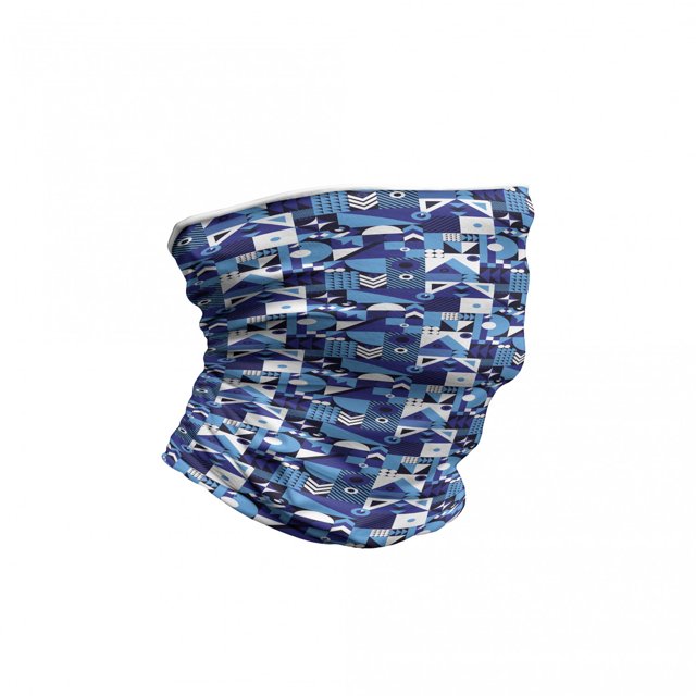 Navy Blue Neck Gaiter, Contemporary Abstract, Unisex, Violet Pale Blue White, by Ambesonne