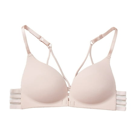 Blphud Woemn Bras Plus Size Running Sports Bra Women s Comfortable Side Gathering Beautiful Back Bra Front Buckle Back No Steel Ring Cup Underwear 2024 Soft Lingerie for Women Pink One Size