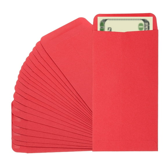 Uxcell Money Envelope, 25 Pcs 6.5" x 3.5" Cash Holder for Checks Coins, Red