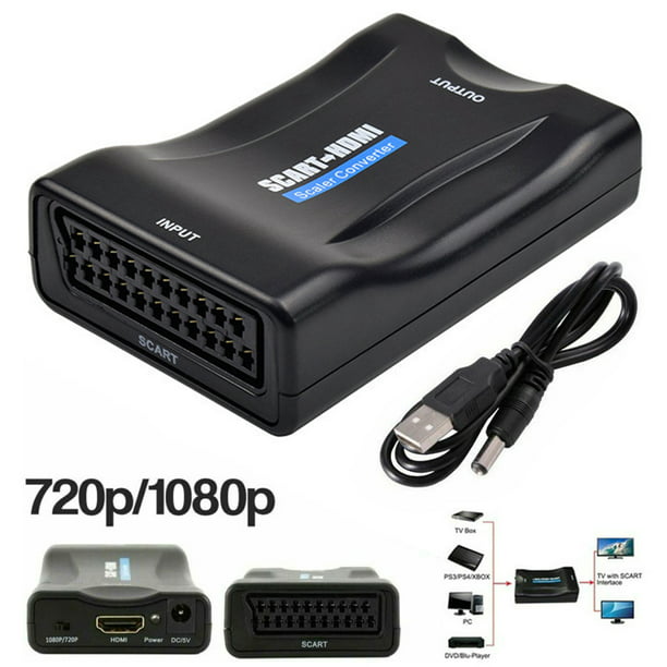 SCART to HDMI Adapter Audio Converter TV With USB Cable - Walmart.com