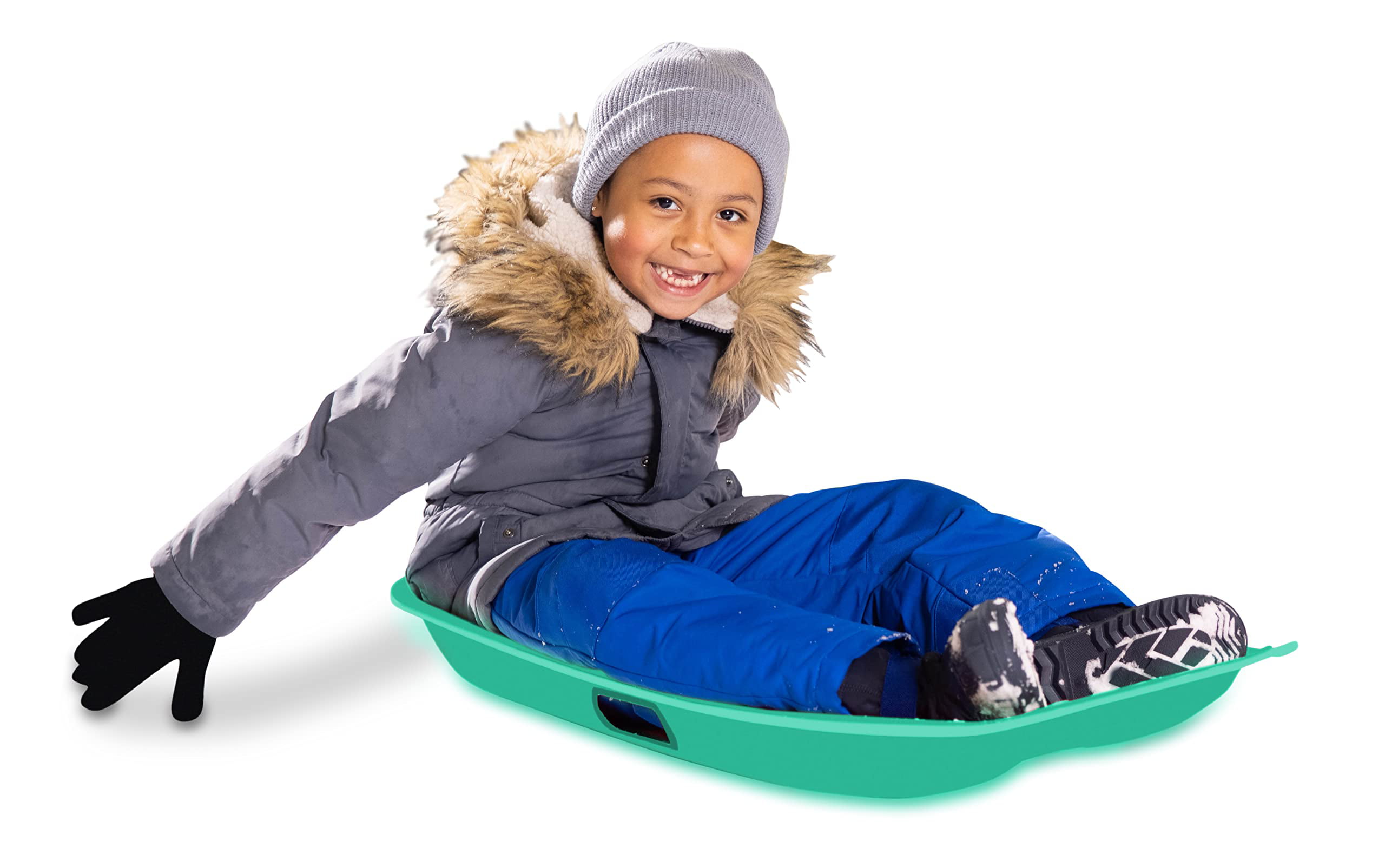 hookS Snow Sledge Lightweight Flexible Roll Up Sled Snowboards Durable And Strong Perfect Skiing Board Toy For Children Adult Snow Toboggan Sled Carpet With 2 Punched Out Handles 
