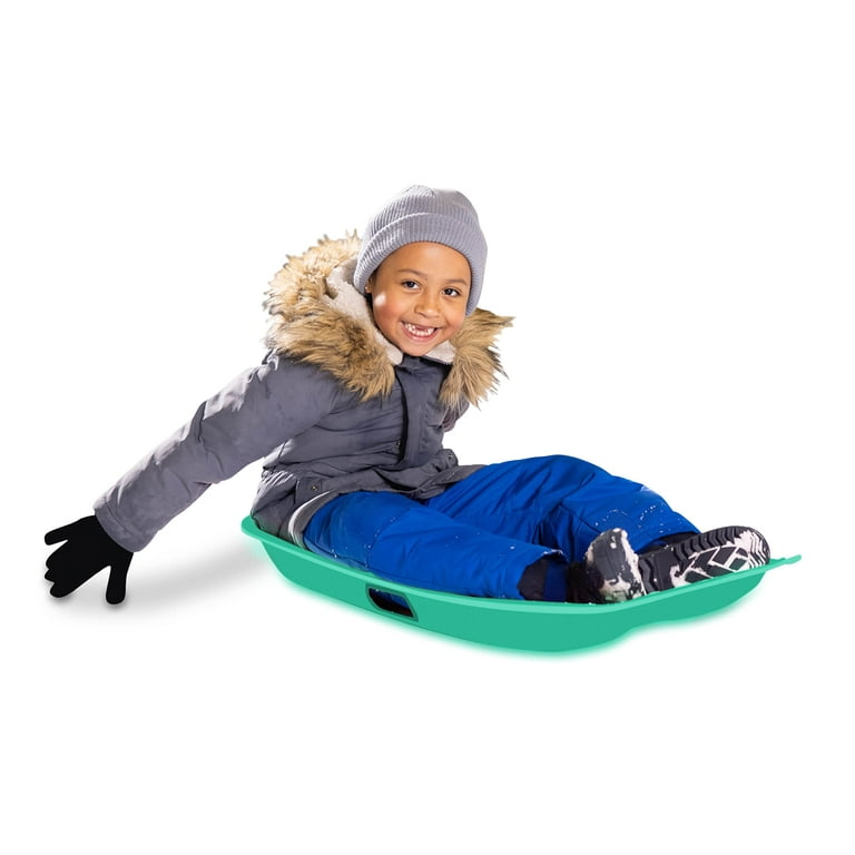 Frost Rush Large Plastic Toboggan Winter Snow Sleds with Attached