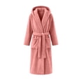 thumbnail image 4 of Zormilly Robes for Women Plush Fleece Long Hooded Nightgowns with Pockets Warm Fashion Casual Fluffy Soft Bathrobes,S-2XL, 4 of 7