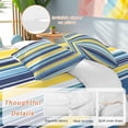 thumbnail image 3 of Blue Stripe Duvet Cover Set, Yellow Colorful Striped Modern Abstract Soft Duvet Cover Full Size Bedding Set 4 Pieces, 1 Quiltcover and 2 Pillowcases with Zipper, 1 Bed Sheet for All Seasons, 3 of 9