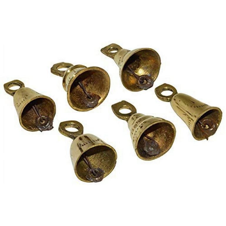 SciencePurchase 6 Assorted Mini Brass Bells with Loops for Hanging,  Functional Decoration for Crafting, Door Chime, Wedding Chimes, Gold Color