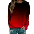 thumbnail image 2 of Going Out Tops for Women Viikei Womens Sweatshirts Clearance under $10,Womens Tops Womens Plus Size Clearance $5,Women Long Sleeves Gradient Printing Crewneck Pullover Sweatshirt Tunic Tops Red XL, 2 of 4