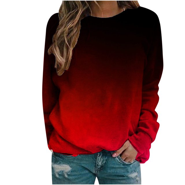 Yuyuzo Sweatshirts d'Automne pour Women Col Rond Ample Manches Longues Imprimé Mode Pull