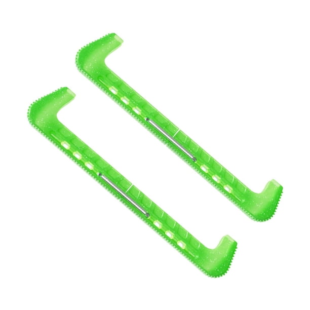 2 piezas de fundas para cuchillas de patines de hielo, ayuda para la práctica, accesorios ajustables, protector de hielo Verde