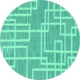 thumbnail image 1 of Ahgly Company Indoor Round Abstract Turquoise Blue Modern Area Rugs, 5' Round, 1 of 4