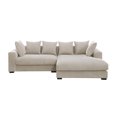 thumbnail image 4 of 3-Piece Corduroy Sectional Sofa with 6 Pillows and 2 Armrests Modern L-Shaped Sofa Couch with Plastic Legs for Living Room & Apartment, Beige, 4 of 7