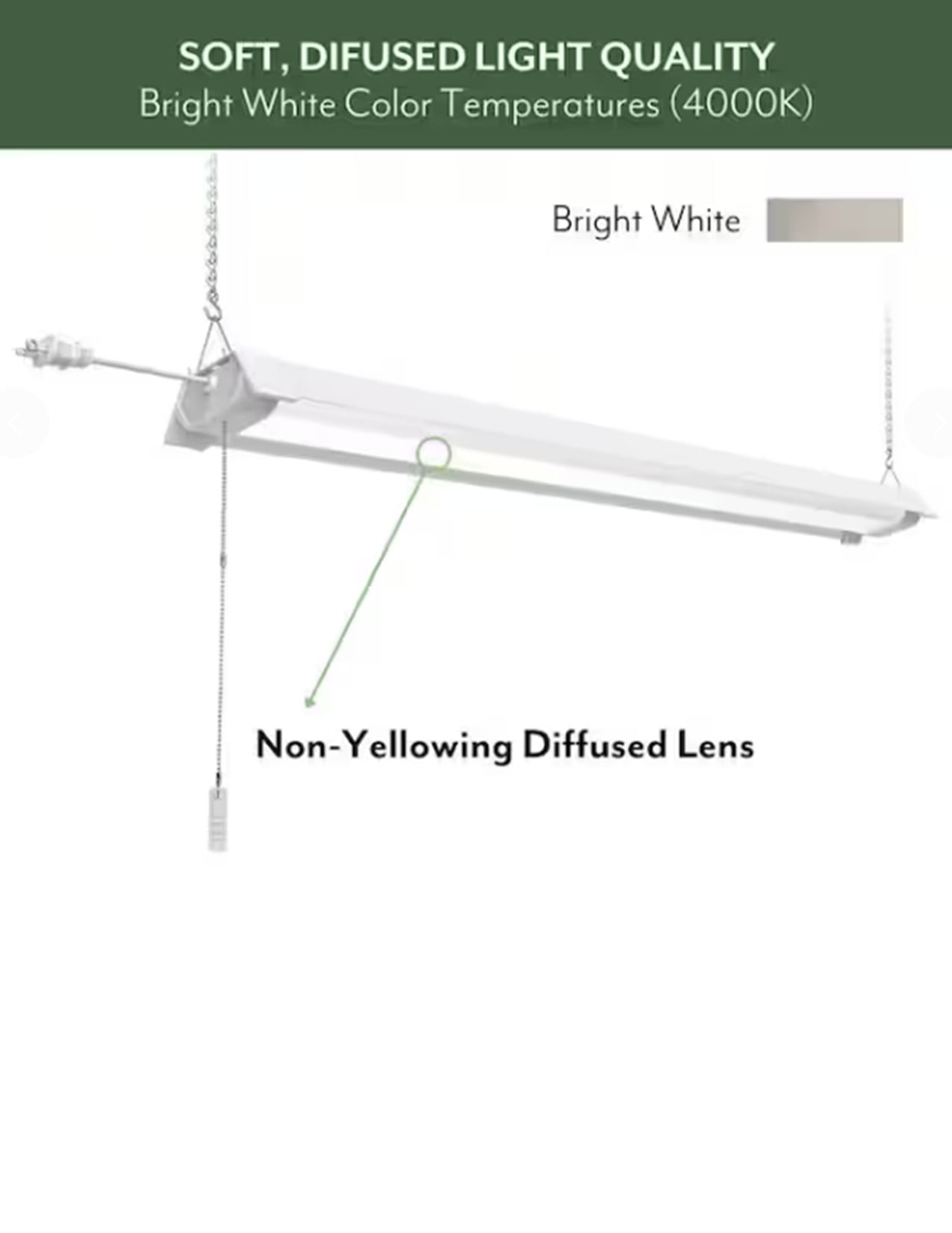 ETI 42” Super Bright 6200 Lumen LED Shop Light, 4000K Bright White, Linkable, 120 Volt, B02013601A