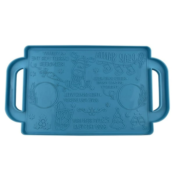 Bearachild Molde de bandeja de Navidad Moldes de bandeja de silicona para resina epoxi Molde de bandeja de calcetín de Papá Noel de Navidad con asas para Kits de decoración para fiestas Azul Bearachild HA044580-02