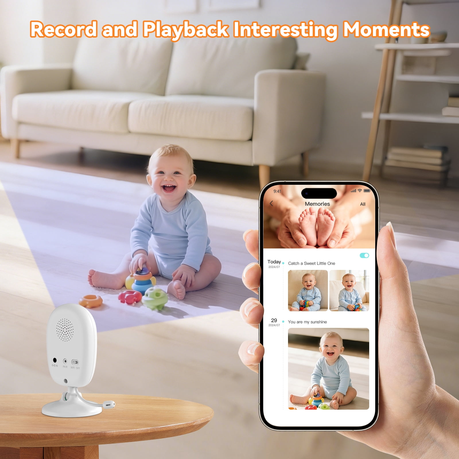Smart AI Baby Monitor,1080P Baby Room Camera, APP,AI Detection,Cry Monitor,Lullabies,Night Vision,VOX,Two-Way Audio,Cloud & SD Card Storage,Wall Mount,Temperature Sensor,Support Smart Watch