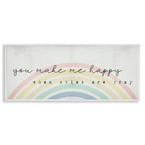 Stupell Industries Happy Phrase Rustic Rainbow Typography Painting White Framed Art Print Wall Art, 24 x 10
