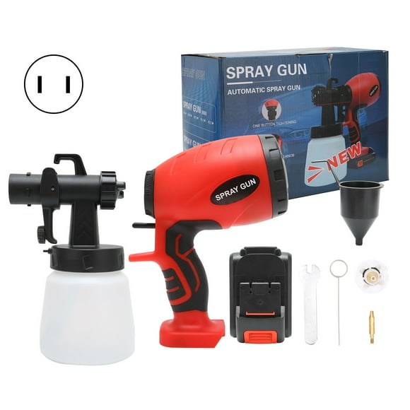 Pulverizador de pintura eléctrico inalámbrico - Pistola pulverizadora de mano para mejoras en el hogar (enchufe estadounidense de 100-240 V)