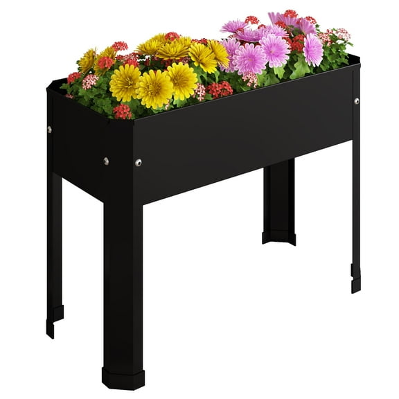Galvanized Raised Planter Boxes Garden Bed with Legs, Elevated Planter Box, Standing Garden Stand, Vegetables & Flowers Growing Container for Indoor and Outdoor Use 23.6 x 10.6 x 17.7 in