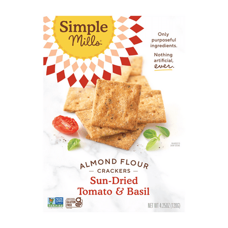BEST BY: 04/28/2024 SUN-DRIED TOMATO & BASIL ALMOND FLOUR CRACKERS