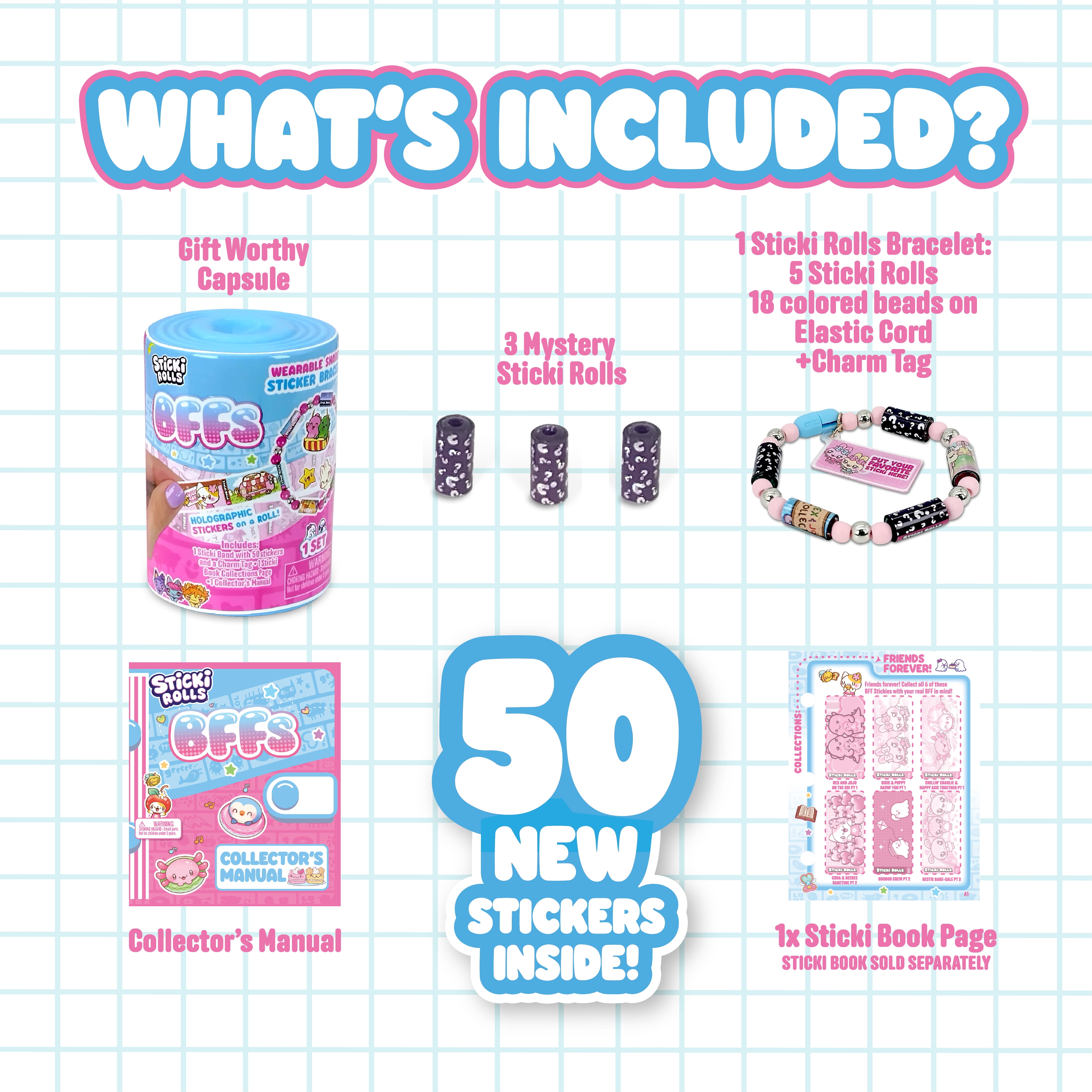Sticki Rolls - BFF Sticki Band Capsule Art & Craft Kit with Bracelet Materials