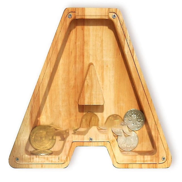 Hucha con monograma de madera, alcancía con letras mayúsculas, alcancía con iniciales, regalo de cumpleaños para niños Az oso de fresa Hogar