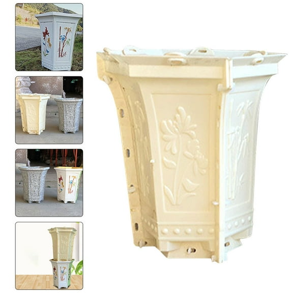 jojofuny 1 Set Diy Hexagonal Flower Pot Mold For Mold Concrete Planter White Plastic 10.6X9.1X8.7in