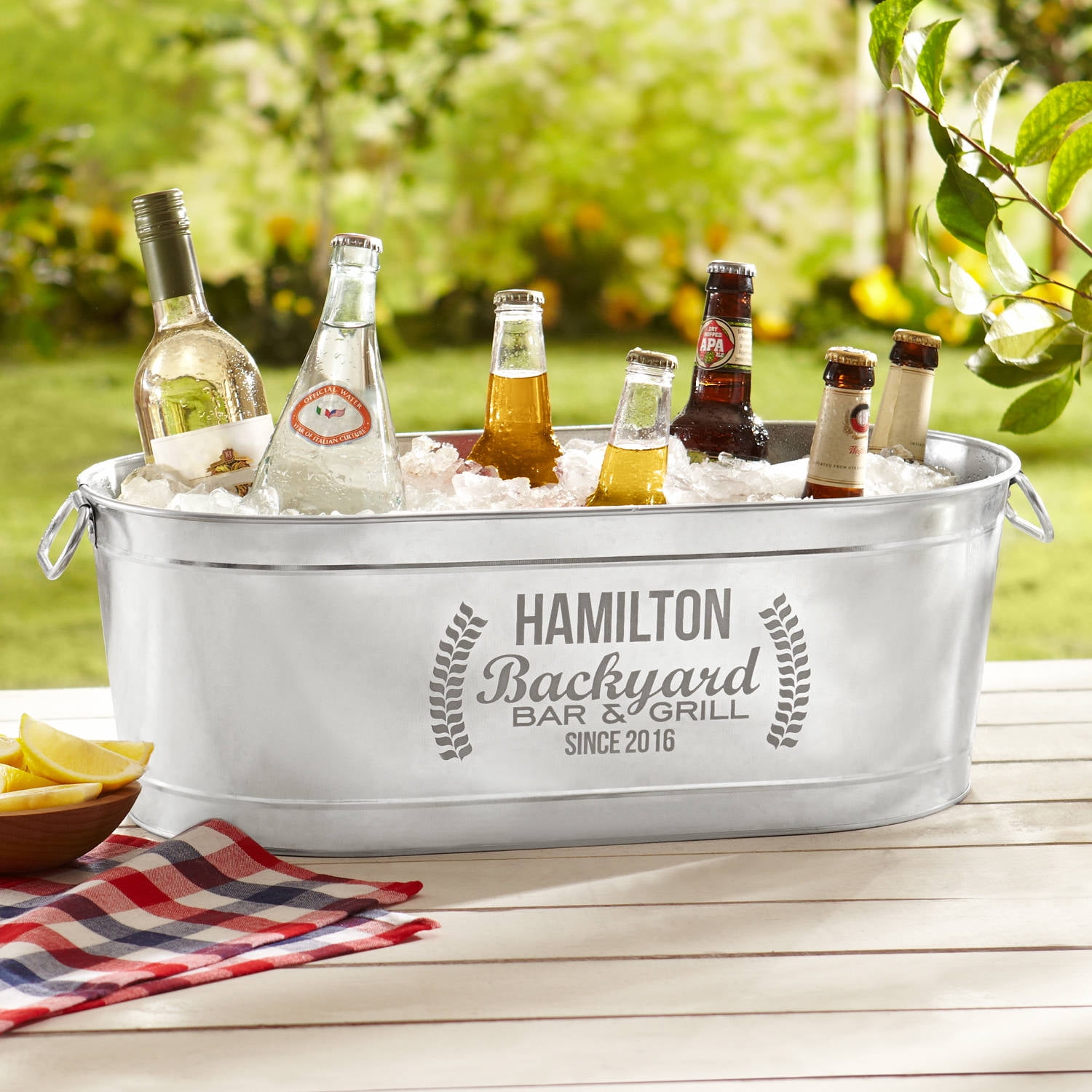 Personalized Backyard Bar Beverage Tub