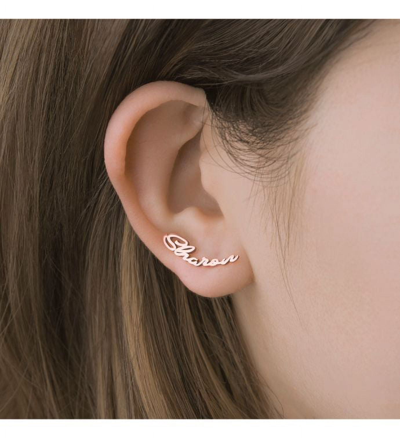Anavia Personalized Sterling Silver Name Earring - Dainty Name Earring - Personalized Jewelry - Bridesmaid Gift for Her