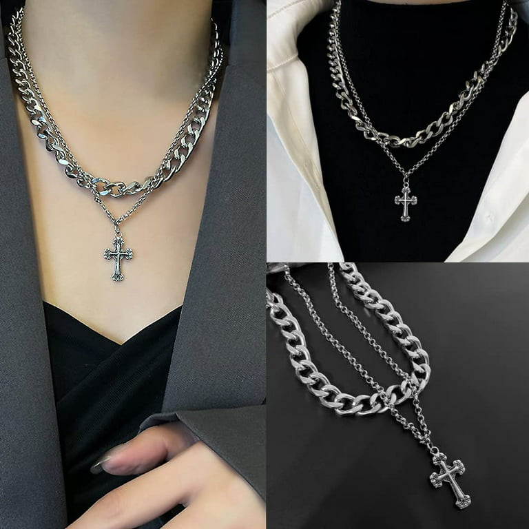 Lock Key Pendants Chains Necklace Set for Eboy Egirl Men Male Emo