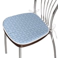 thumbnail image 3 of Folk Art Dining Chair Pad, Monochrome Culture Themed Floral Ukrainian Folkloric Ornament Pattern, Water Resistant Pillow with Straps for Kitchen Seats, 12 Pieces Set, Sky Blue and White, by Ambesonne, 3 of 5