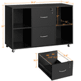 thumbnail image 4 of Alden Design Mobile Vintage File Cabinet with 2-Drawer for Home and Office, Black, 4 of 7