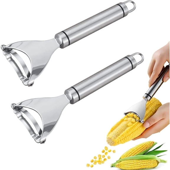 JOWNEEL 2PCS Corn Peeler, Stripper Corn Cob Stripper Tool,Stainless Steel Planer Cutter Thresher Peeler