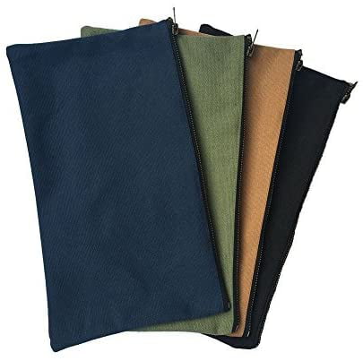 4pcs Canvas Pouches 12.5 Length Utility Tool Organizer 16 oz Waterproof Canvas Tool Bags with Brass Zipper Multi-Purpose Storage Pouches for Repairmen/Woodworker/Handymen BD0005 black