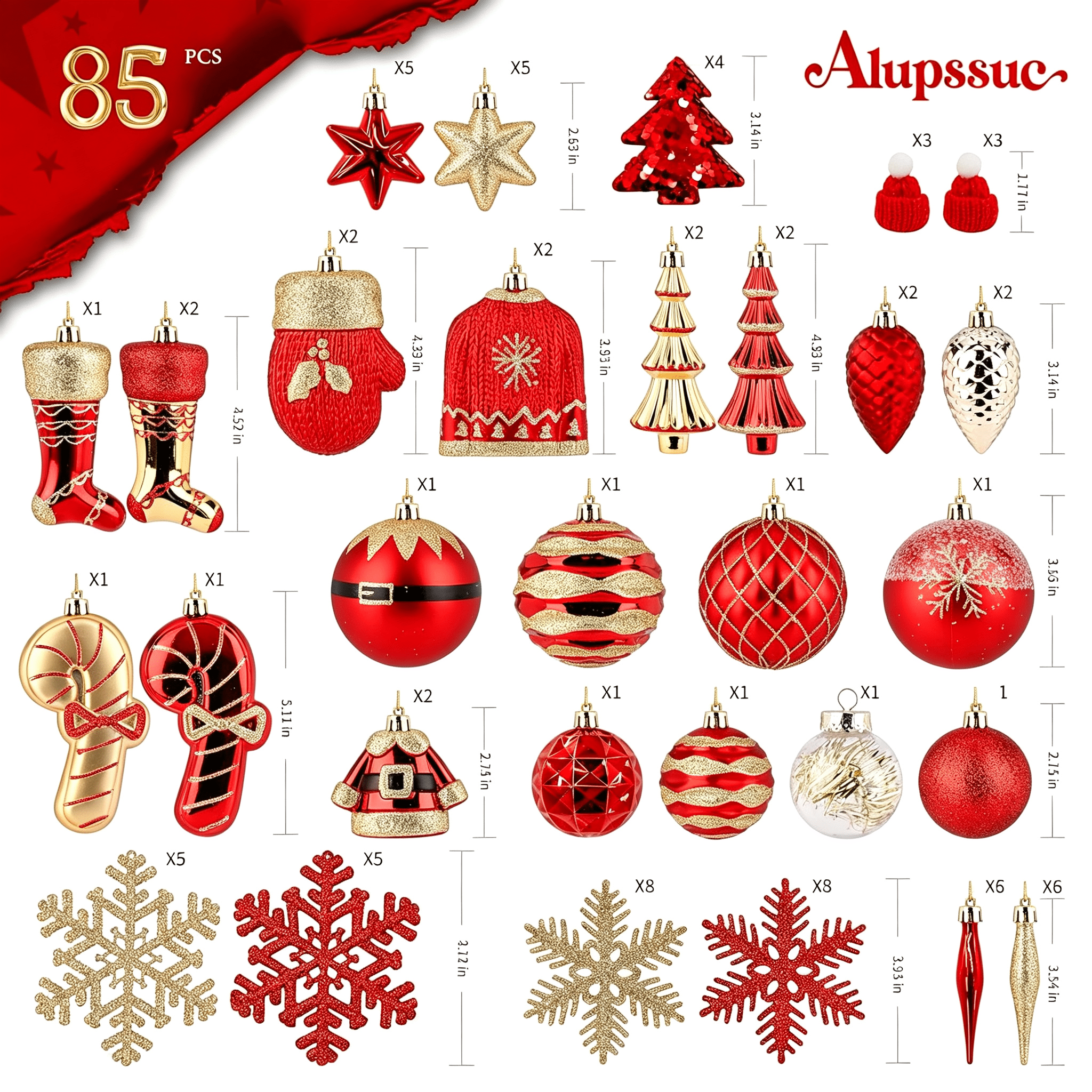 85ct Christmas Balls Ornaments Set, Colorful Shatterproof Plastic Christmas Tree Ornaments, Xmas Decorative Baubles for Christmas Tree Decorations with Hanging Strings