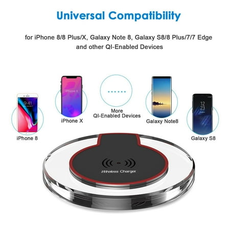 Qi Wireless Charger, FREEDOMTECH Qi Fast Charging Stand for iPhone 8 / 8plus, iPhone X, Samsung Galaxy S7 / S6 / Edge / S9 Plus, Note 5 8, Nexus and all Qi-Enabled (Best Car Charger For Nexus 5)