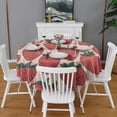 thumbnail image 2 of Red Strawberry Plants Fruit Beige Pattern Round Tablecloth 60"x60",Wrinkle Wipeable Table Cloth for Kitchen Dining Room Picnic Patio Party, 2 of 6