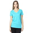 thumbnail image 1 of T-Shirt à Manches Courtes Col en V pour Femmes - Bleu Pacifique - 2TG, 1 of 3