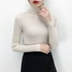 thumbnail image 5 of Suéter de cuello alto para mujer, camisa interior con parte inferior, otoño e invierno, suéter cálido de manga larga, ajustado, de color sólido, 5 of 5