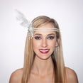 thumbnail image 2 of Sunnywood 1920s Flapper Headpiece – Pearl and Feather Headband with Rhinestone Centerpiece for Gatsby Parties and Vintage Costumes, 2 of 3