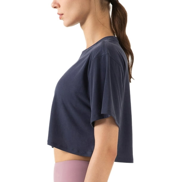 Activewear Women's Gym Yoga Tops Short Sleeve Solid Color