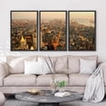 thumbnail image 3 of PixonSign Framed Canvas Print Wall Art Set Aerial View New York City Dusk Urban Architecture Photography Realism Scenic Landscape Decorative Colorful Multicolor for Bedroom - 16"x24"x3 Black, 3 of 5