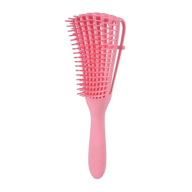 Cepillo desenredante para cabello rizado con peine masajeador del cuero cabelludo, diseño flexible de ocho garras para uso en cabello húmedo o seco.
