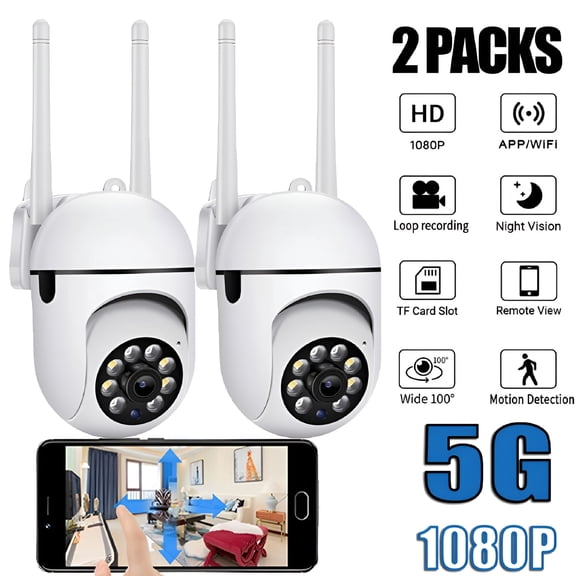 GJX 2026 New 2 Pack Wireless 5G Wifi Security Camera System Smart Outdoor Night Vision 1080P for Home,Office,Garage,Store