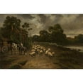 thumbnail image 2 of Thomas Creswick 14x11 Black Ornate Wood Framed Double Matted Museum Art Print Titled: Genre Scene with a Flock of Sheep (1850), 2 of 5