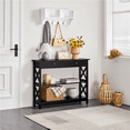thumbnail image 3 of Renwick 3-Tier X-Design Wood Console Table with Storage Drawer, Black, 3 of 9