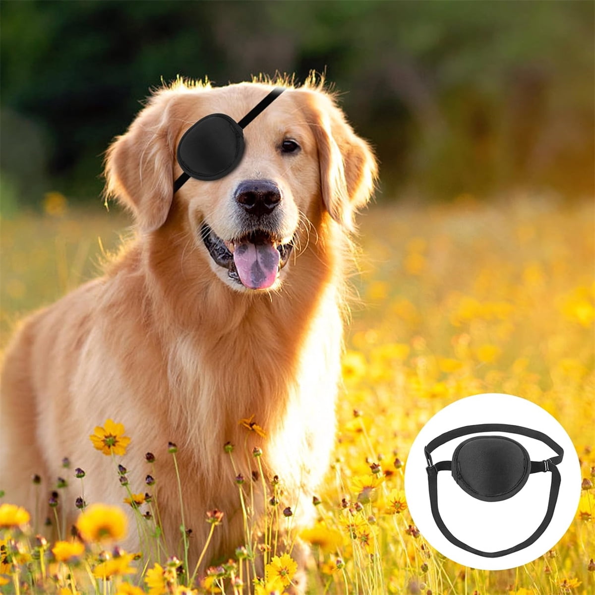 Dog Eye Patch, Premium Dog Single Eyepatch, GIXUSIL Adjustable Soft Cats Eyepatch, Eye Covering for for Small Medium Large Dogs Cats Eye Injuries After Surgery Wounds (Black)