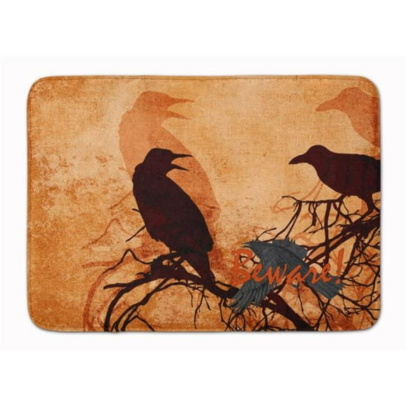 Beware of the Black Crows Halloween Machine Washable Memory Foam Mat