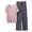 Grey, variant on V Neck Short Sleeve Pajama Set With Loose Fit Long Pants For Women Thin Summer Sleepwear